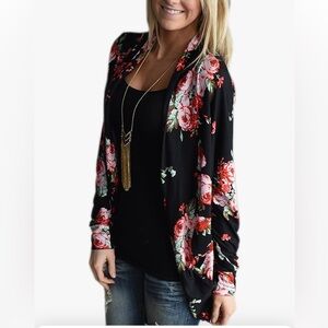 ECOWISH Womens Boho Irregular Long Sleeve Wrap Kimono Cardigans Casual Coverup